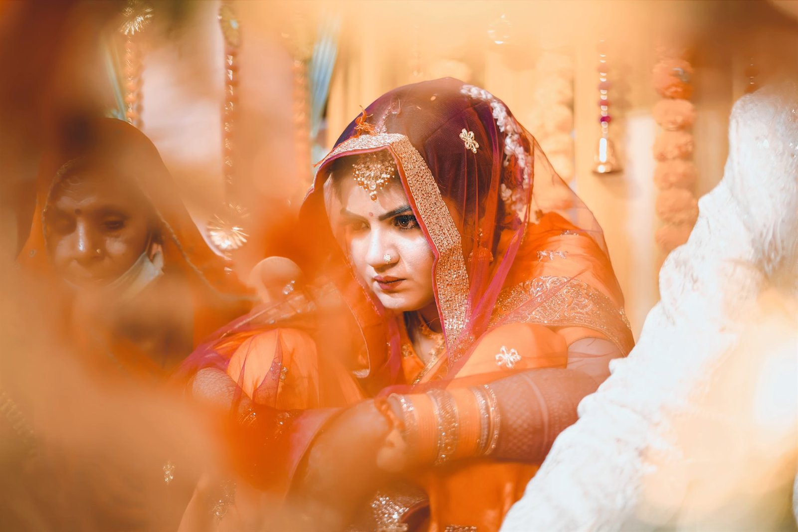 Bride during wedding ritual